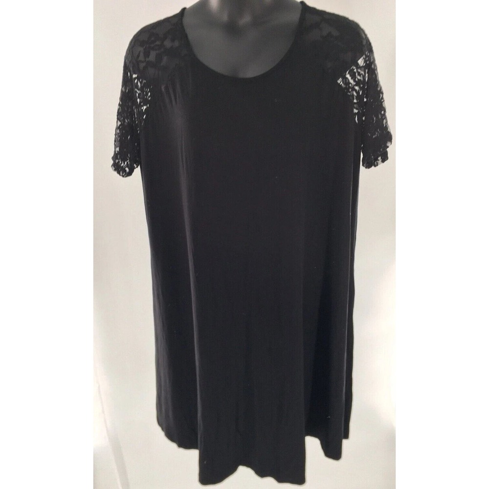 ASOS CURVE Black Lace Sleeve Tunic Dress Plus Size 24